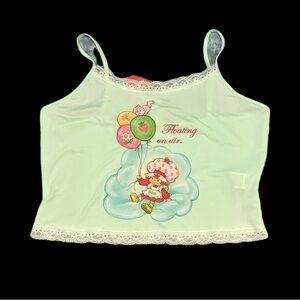 Strawberry Shortcake Women’s Mint Green Lace Trim Tank Top 1X